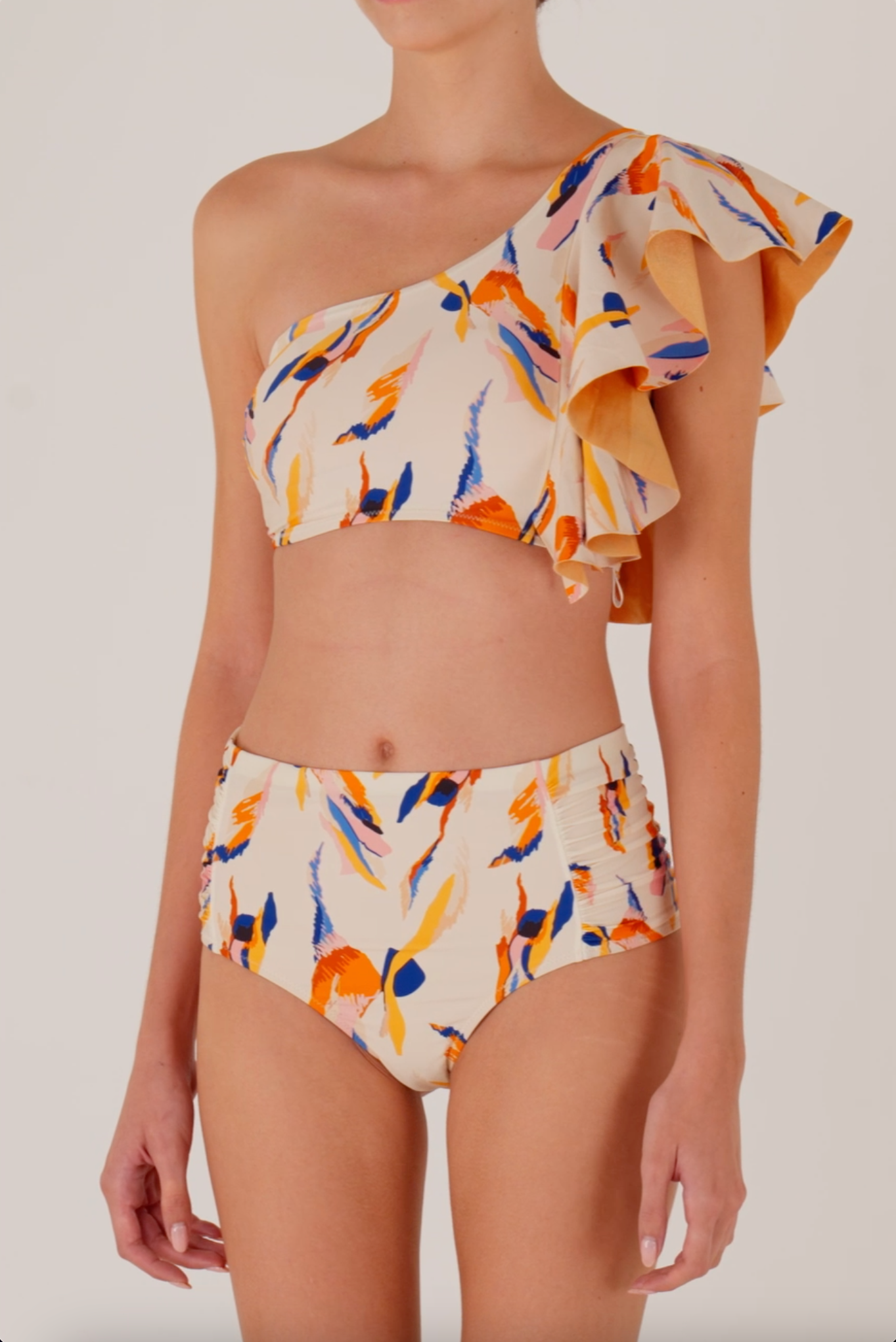 Calais Asymmetrical Ruffle Bikini Top