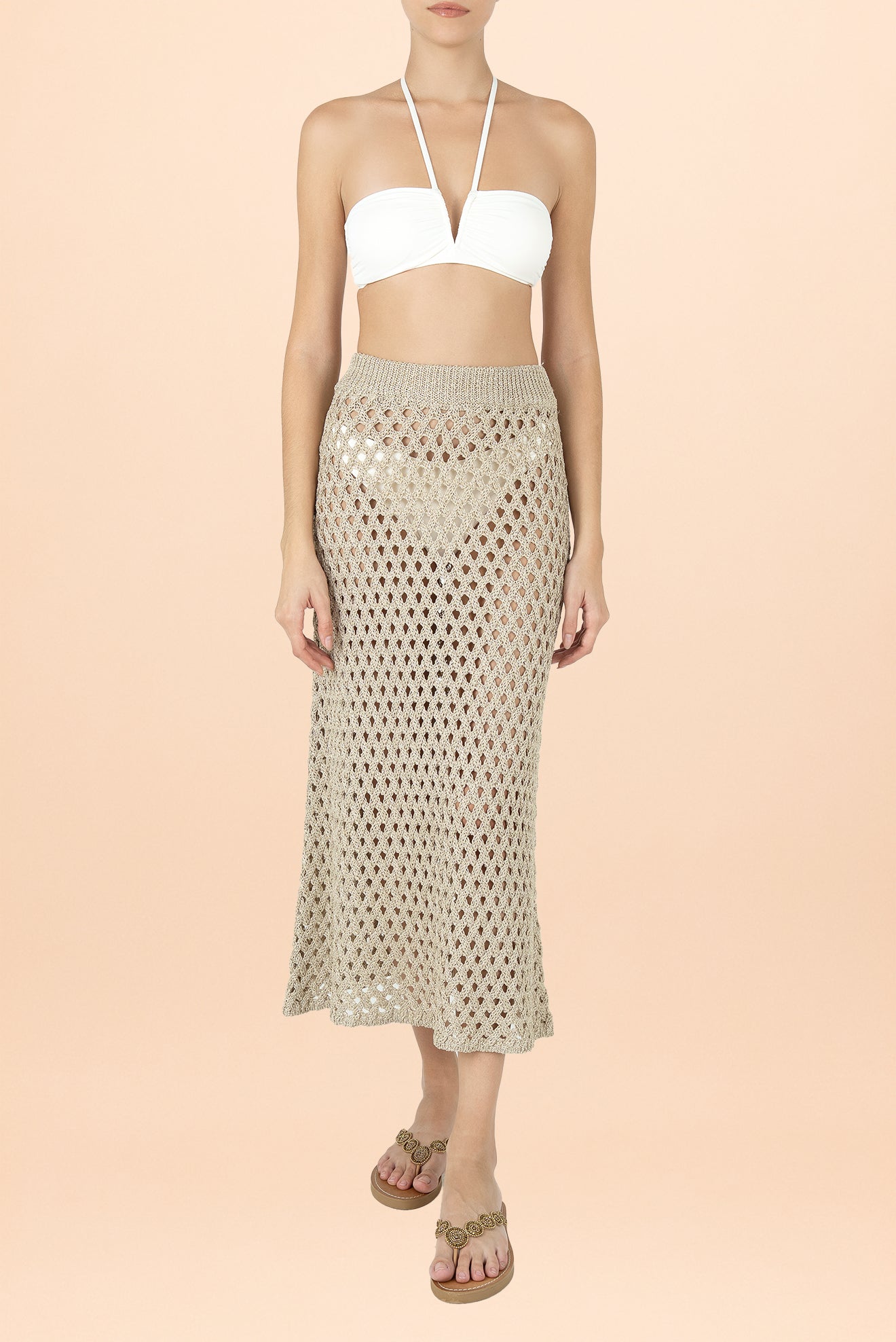 Falda Larga Calada Do Reis Beige