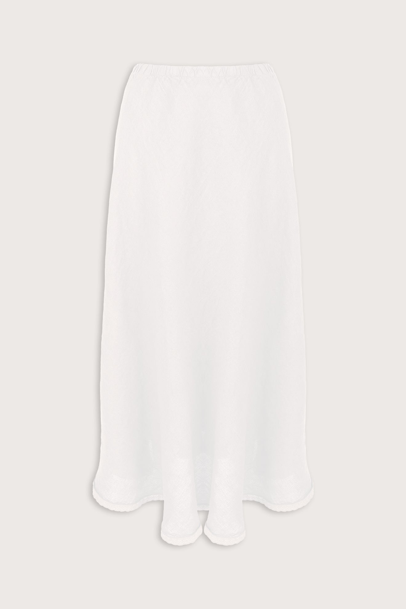 Falda Larga Broderie Lino Blanco, vista frontal