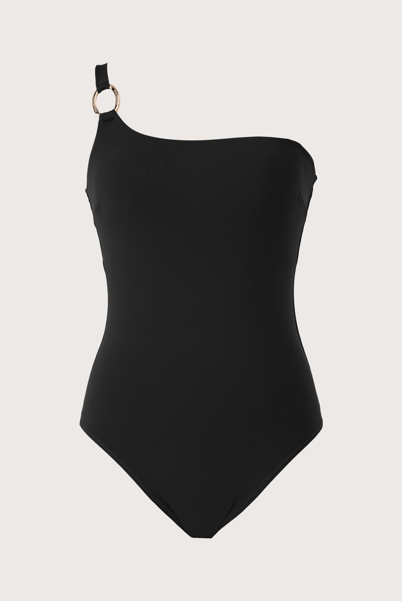 Black Buckle One-Shoulder One-Piece
