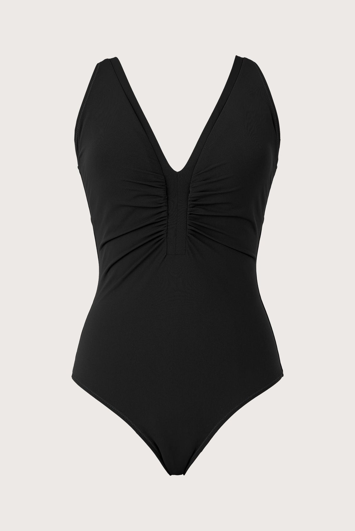 V-Neck One-Piece Swimsuit Black