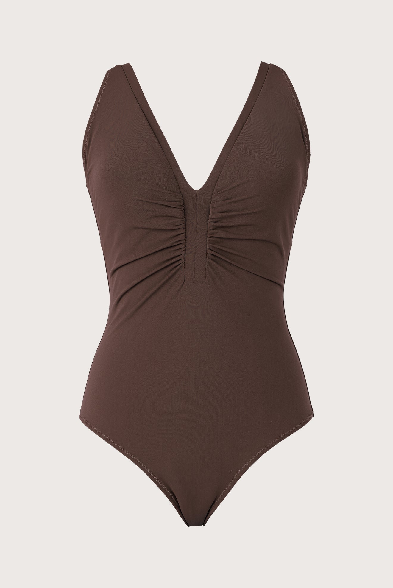 V-Neck One-Piece Swimsuit Chocolate