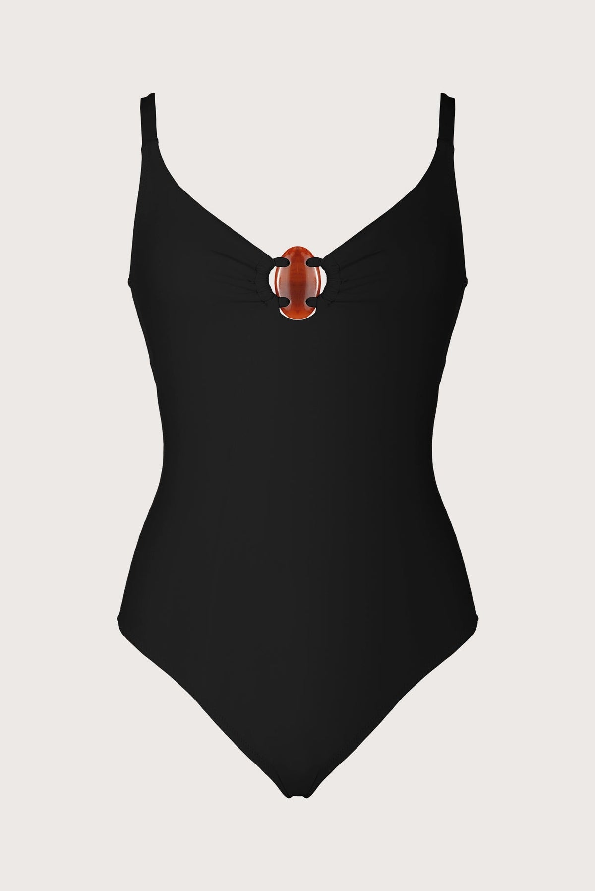 Straps Accessory One-Piece Swimsuit Black