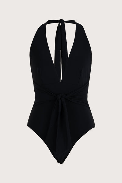 Twill Sleeveless One Piece archi アーキ Attalea Black Halter One-Piece - Tied Waist & Timeless Design