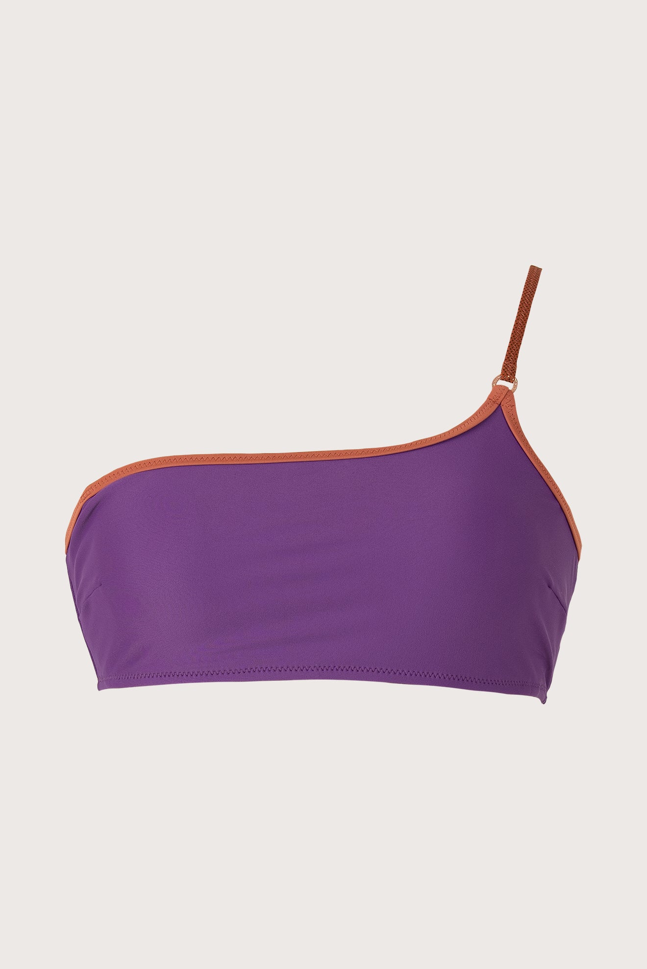 Top Un Hombro Argollita Caoba