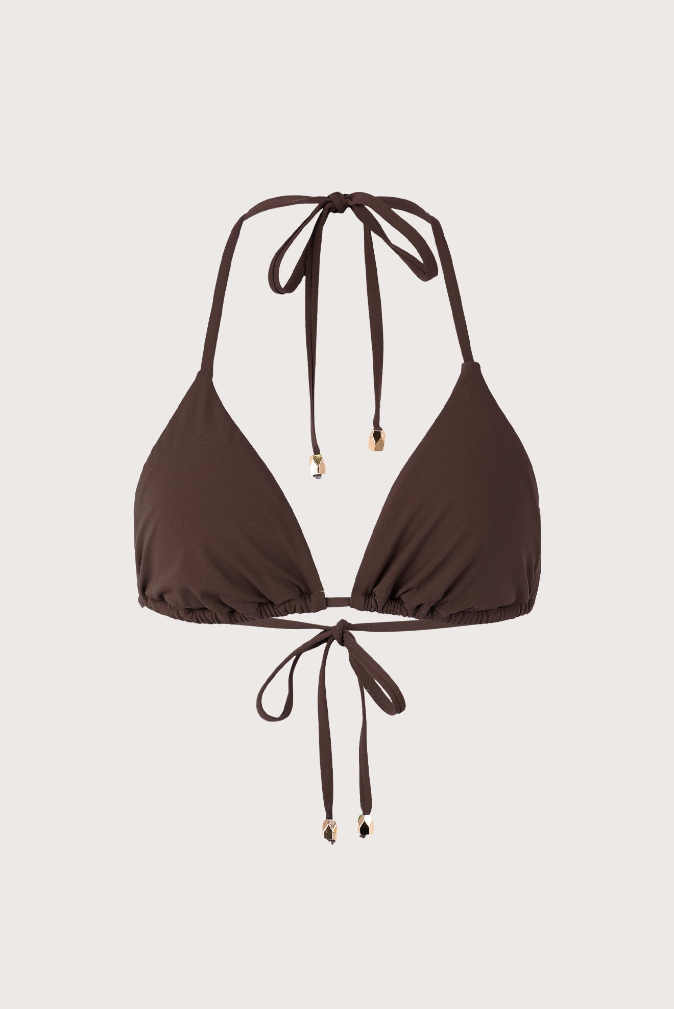 Top Triángulo Tiritas Chocolate Traje de Baño Mujer