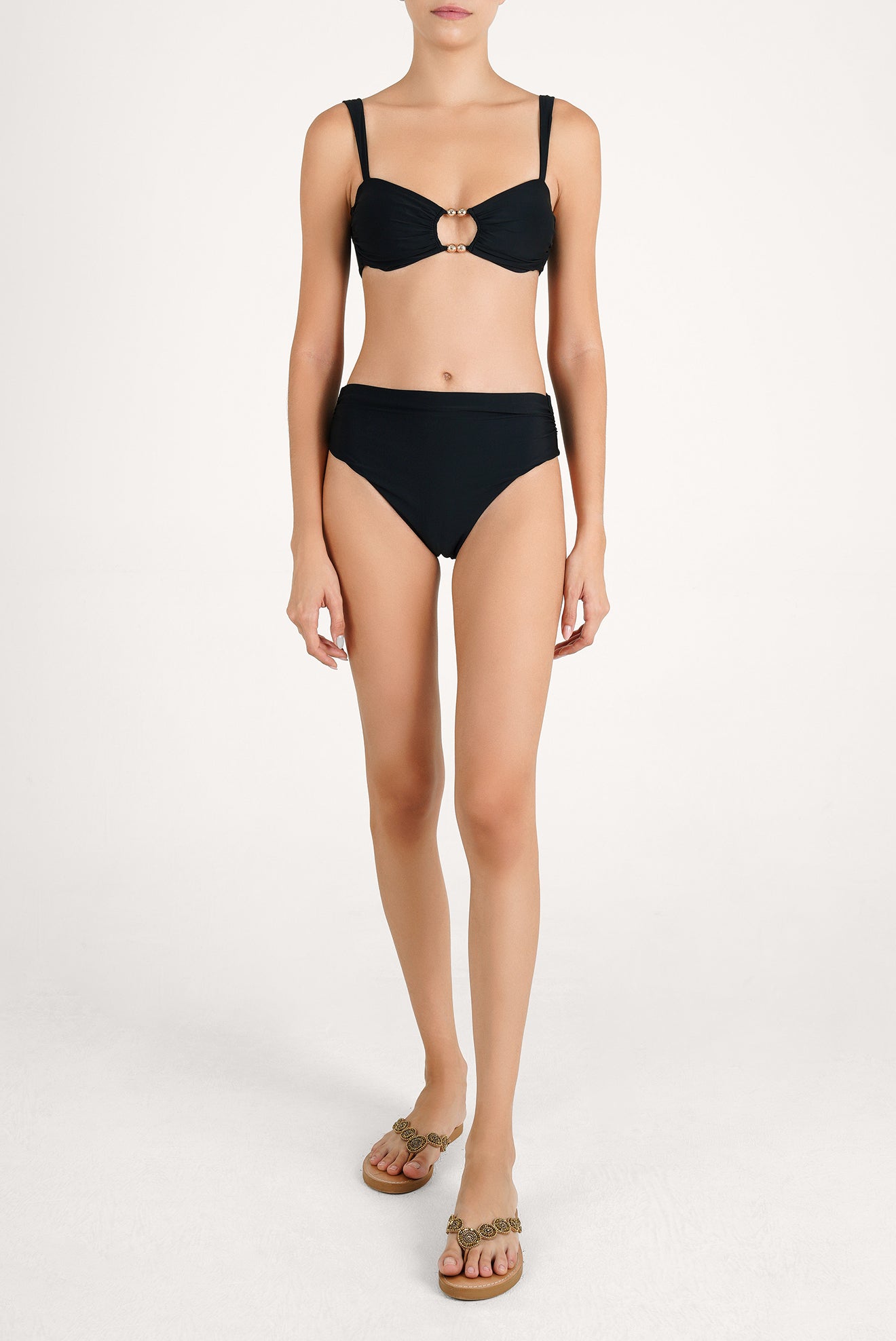 Ilhabela Hole Metallic Detail Bandeau Top Black