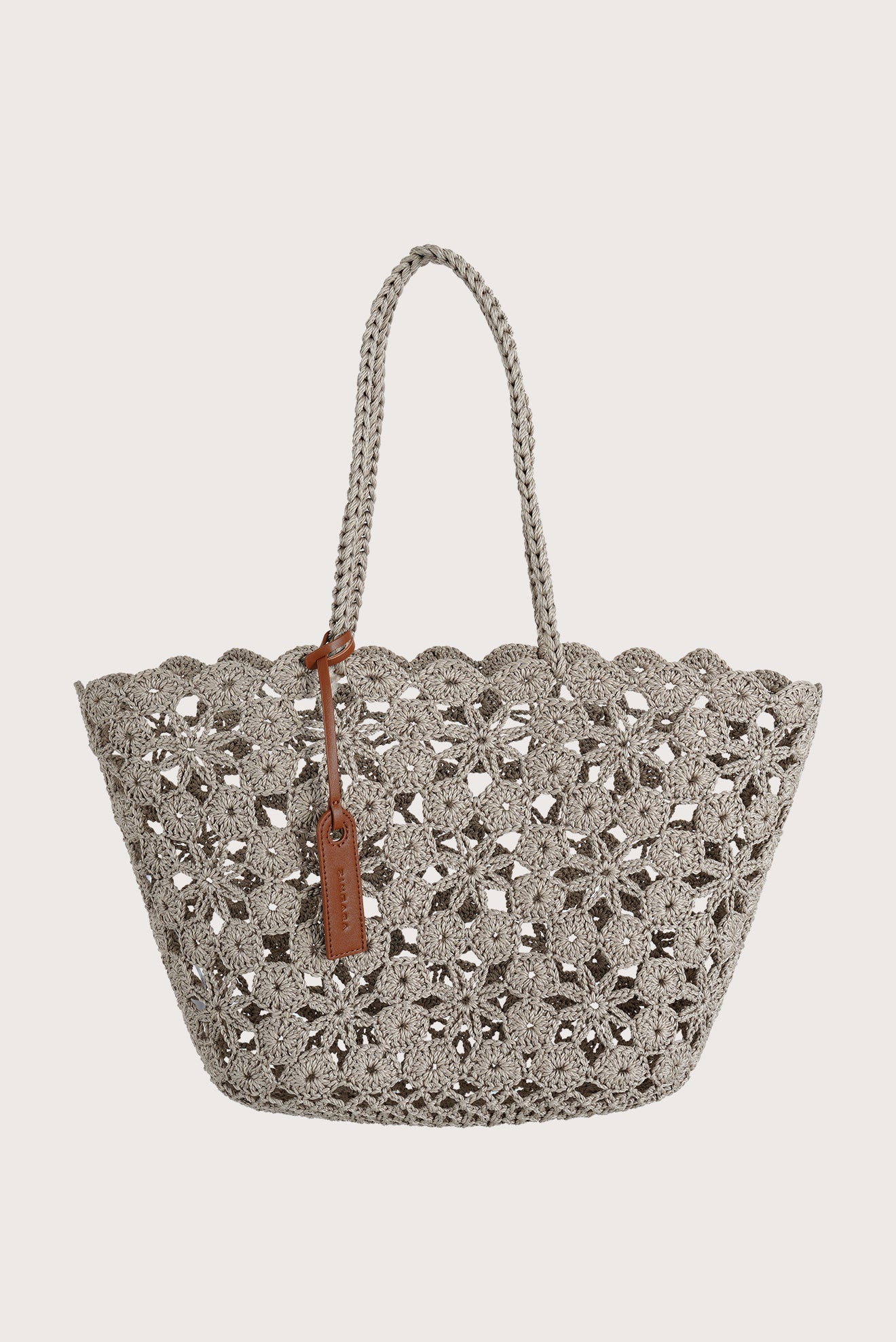 FLOWERS GRAY CROCHET BAG
