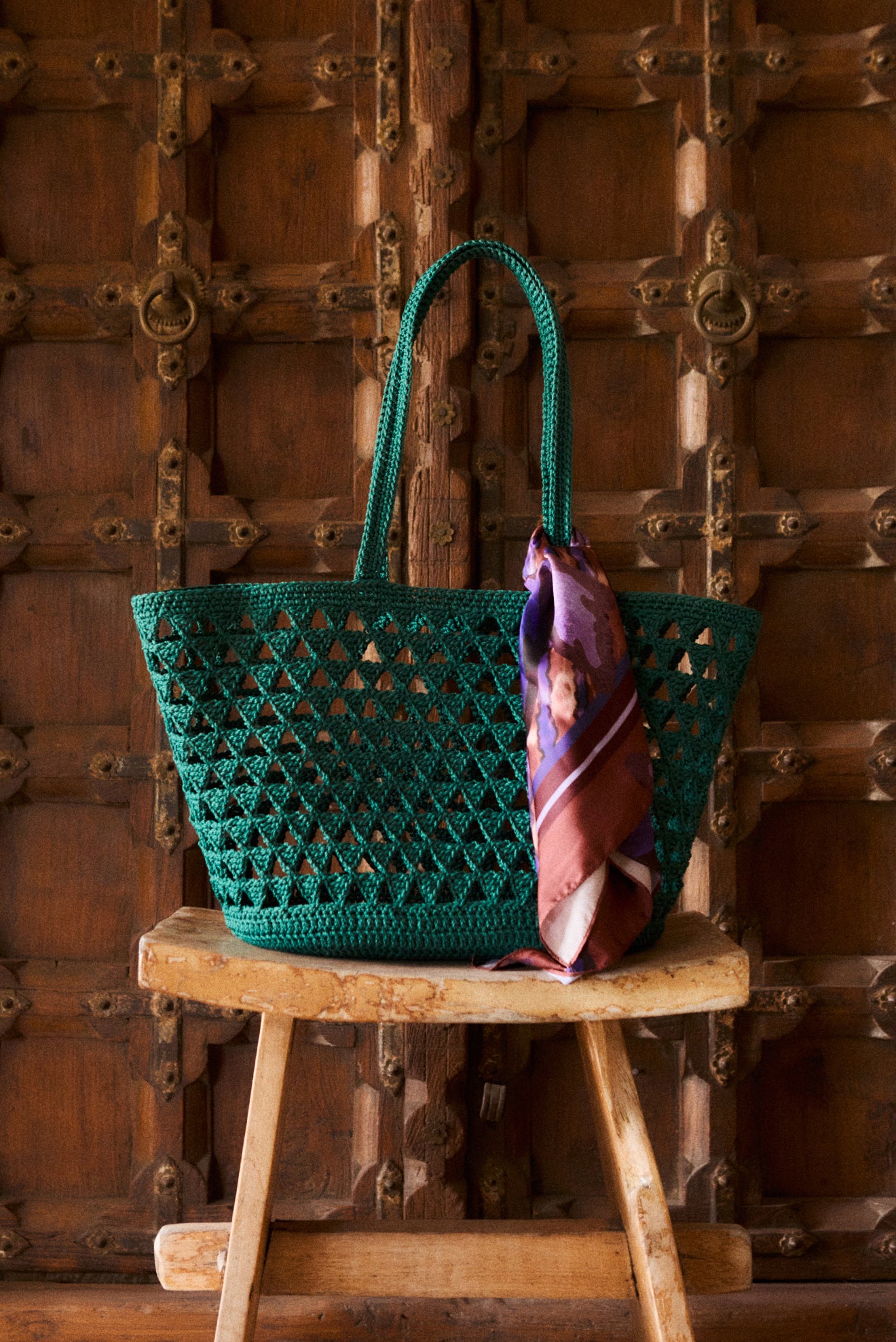 Bolsa Crochet Triangulos Verde
