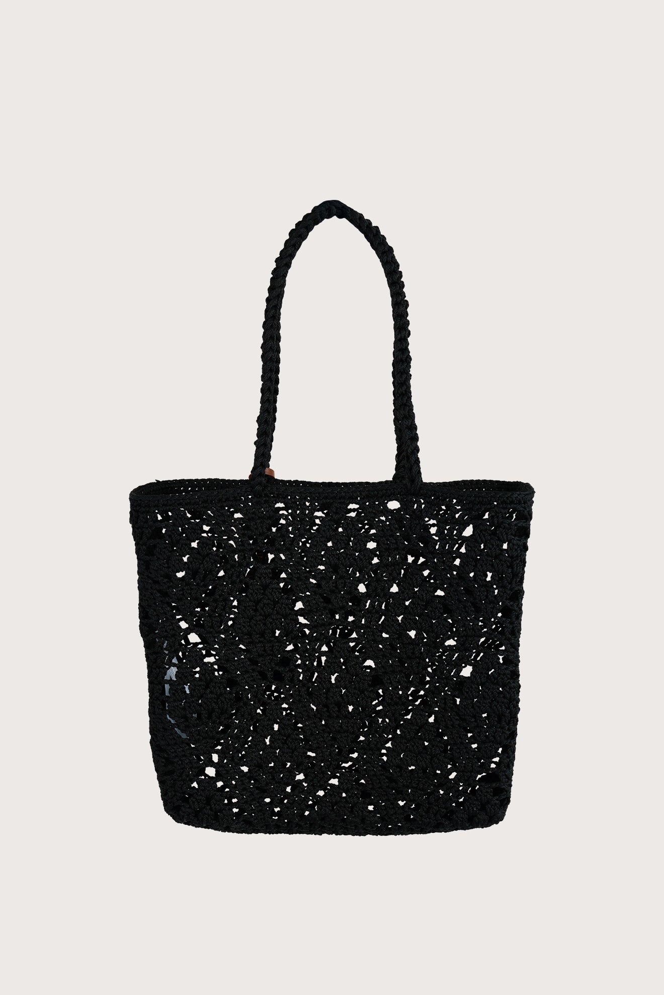 Crochet Diamond Tote Black