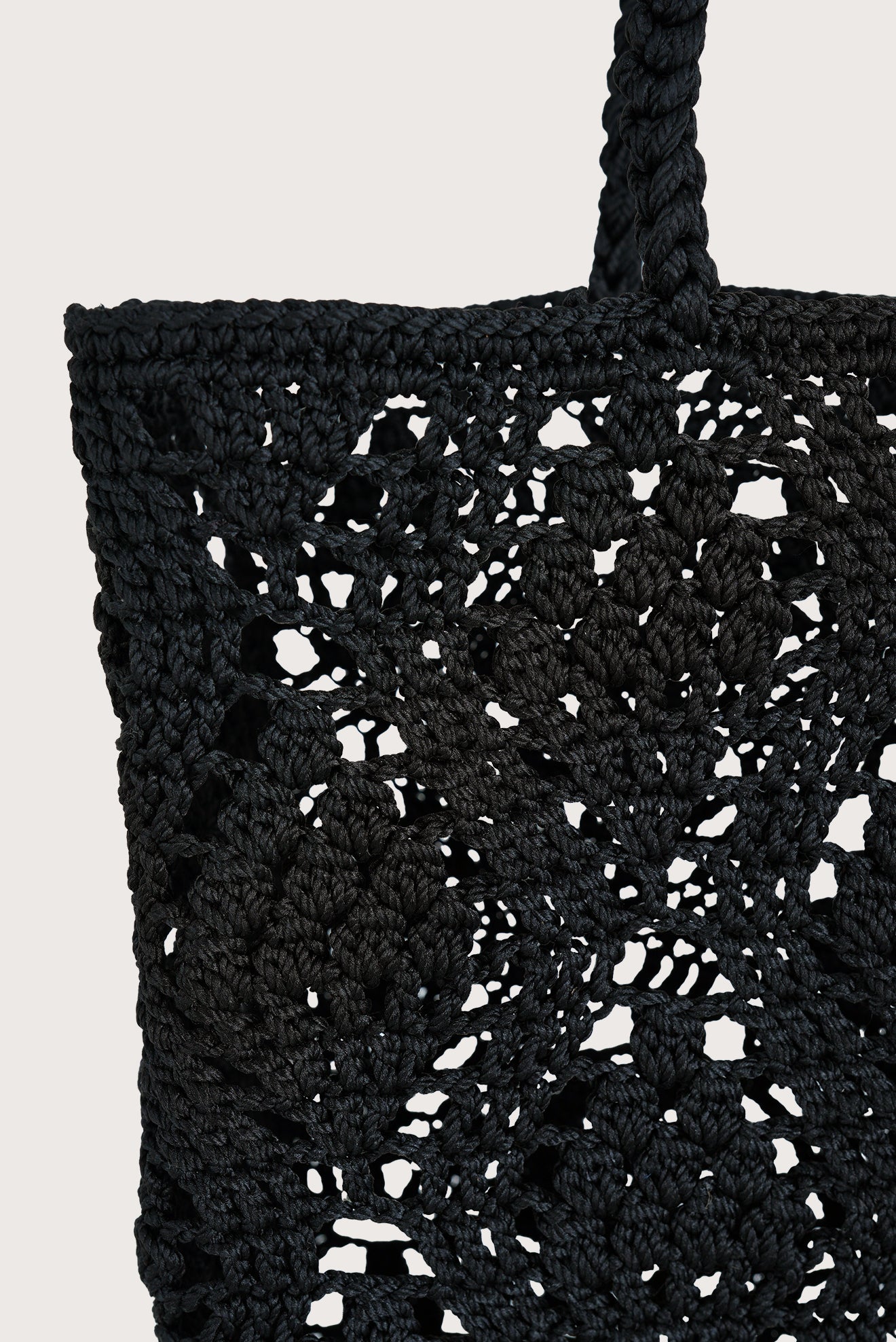 Crochet Diamond Tote Black