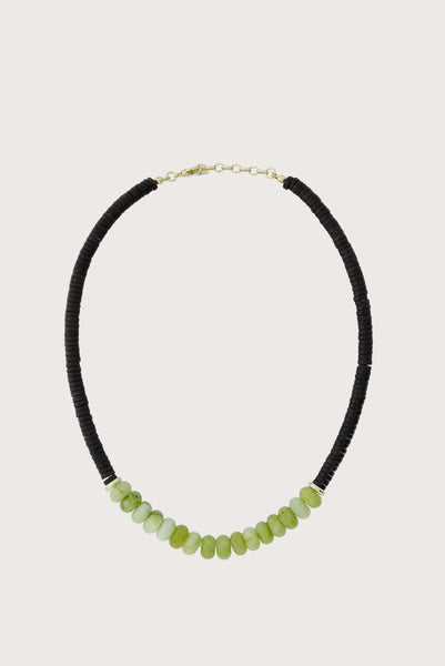 Lime Stone Necklace Woven Botanical Style