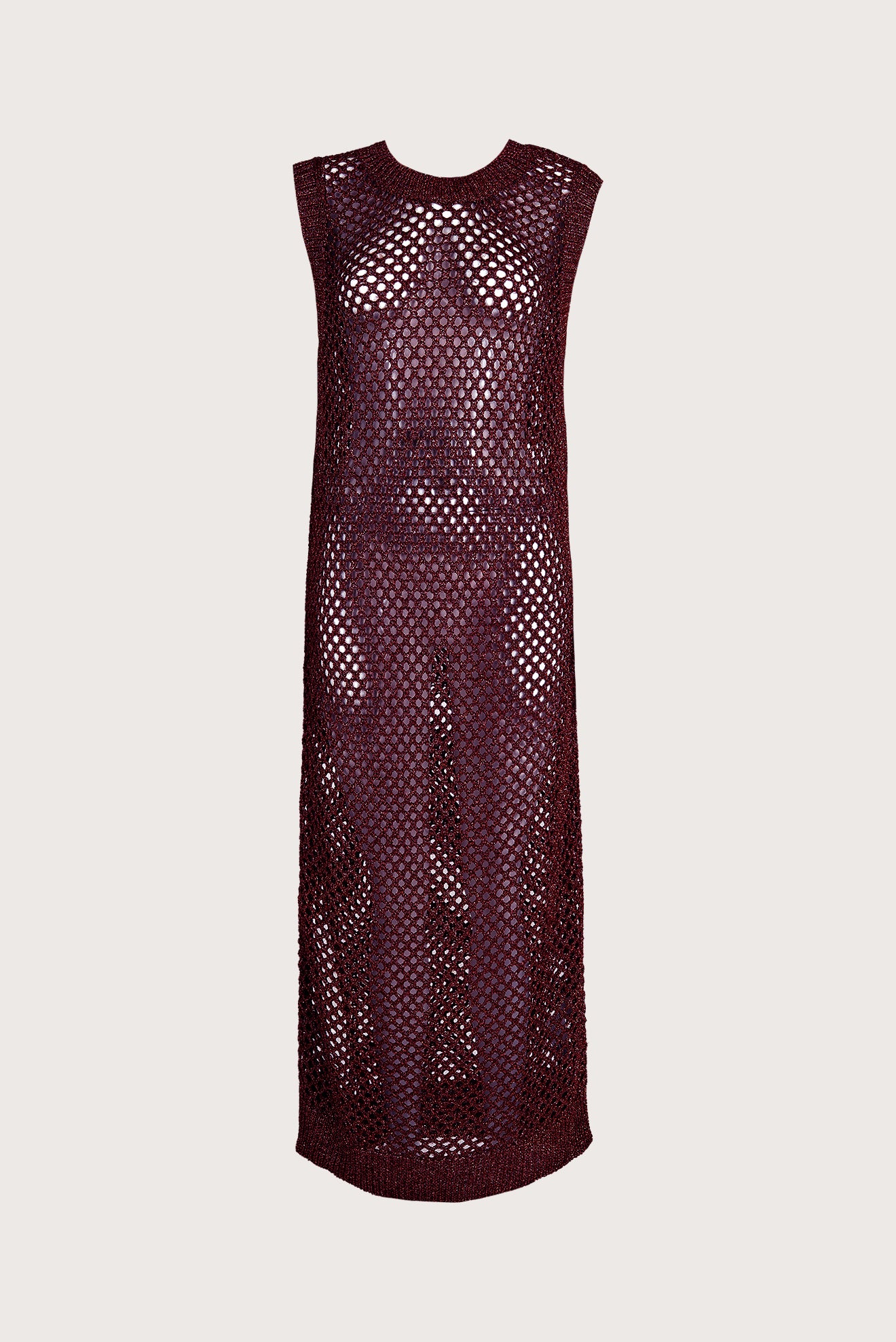 Burgundy Long Openwork Dress Do Reis - Net Weave & Current Presence Burgundy Long Openwork Dress Do Reis - Net Weave & Current Presence