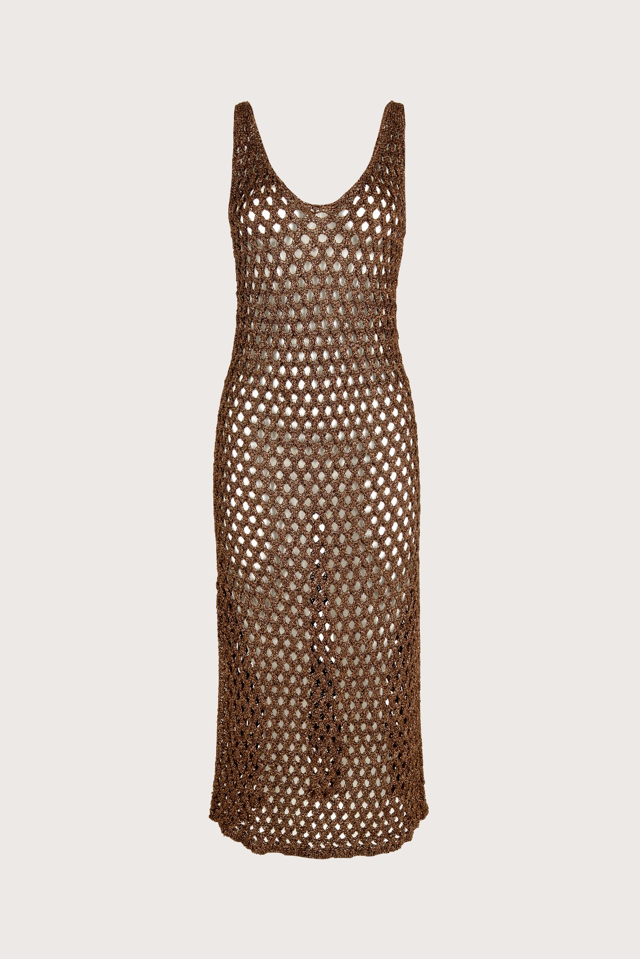 openwork floor length dress Light Brown Do Reis V-Neck The fitted silhouette is Vintage Ivory Pearl Beaded inv-92 SIZE:US 0