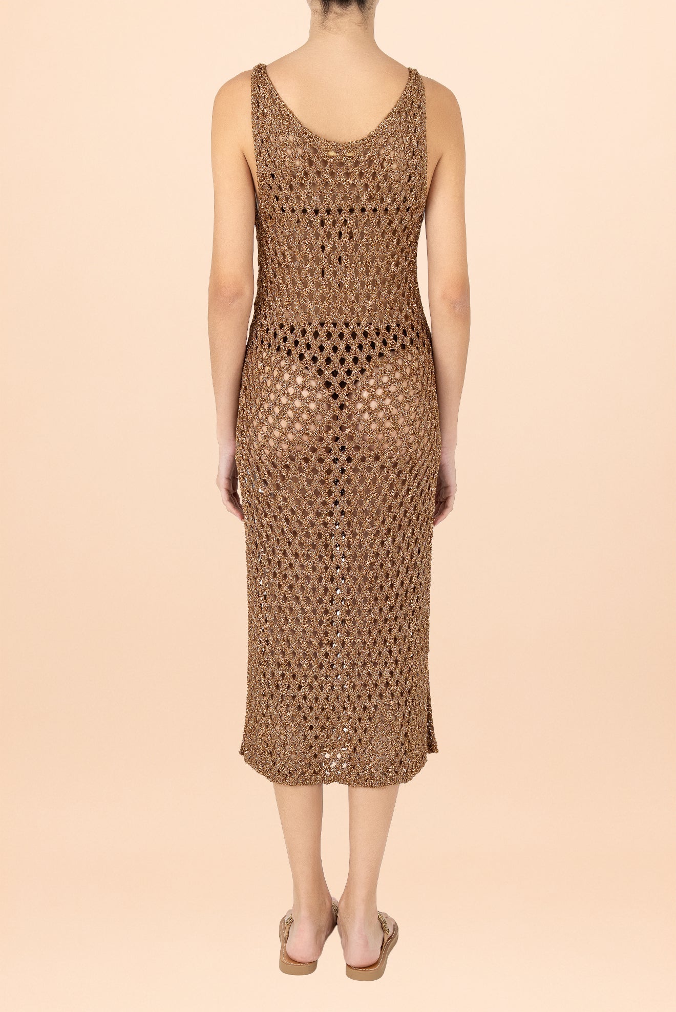 Light Brown Do Reis V-Neck Openwork Dress
