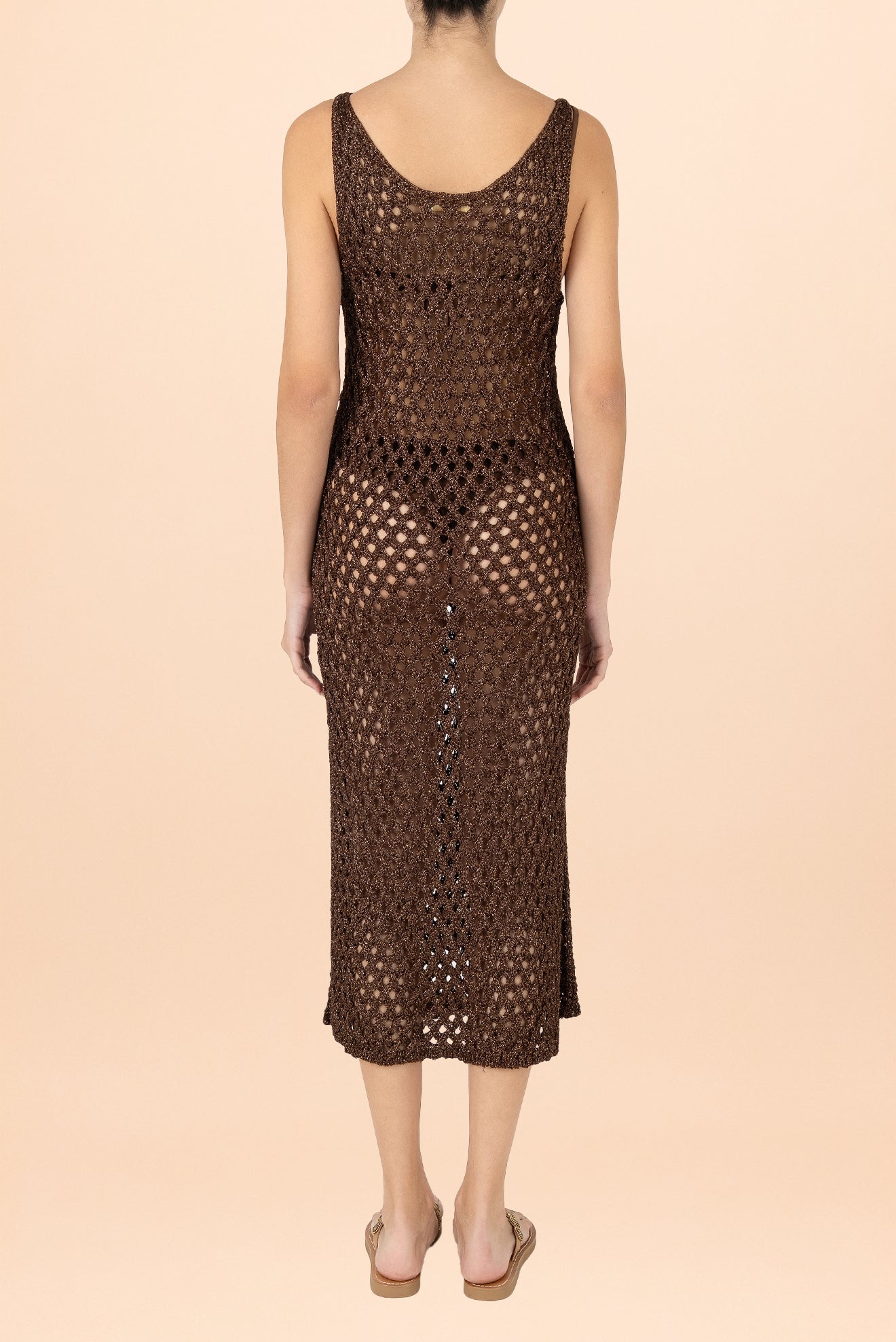 Vestido Largo V Calado Do Reis Café