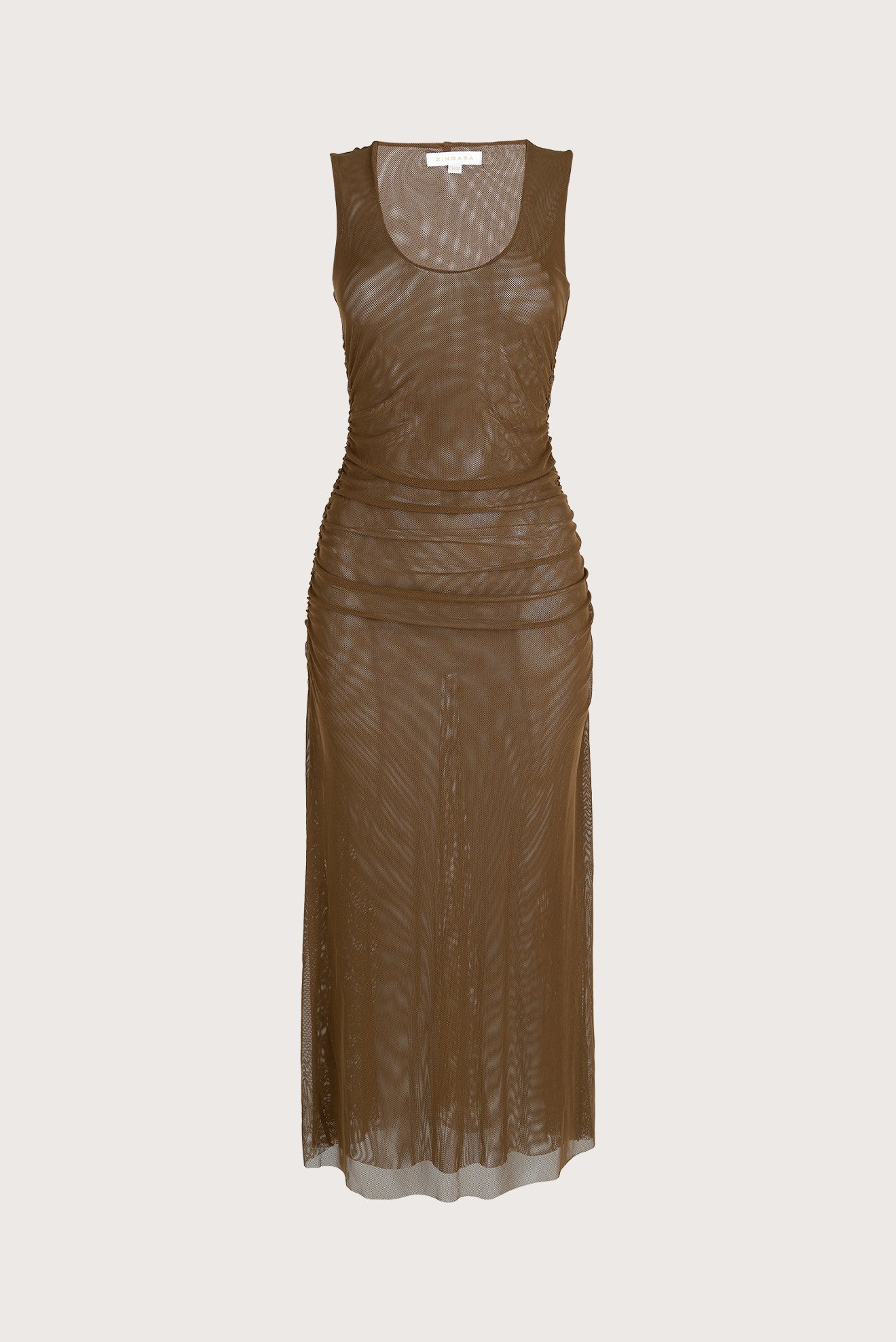 Brown Long Mesh Dress