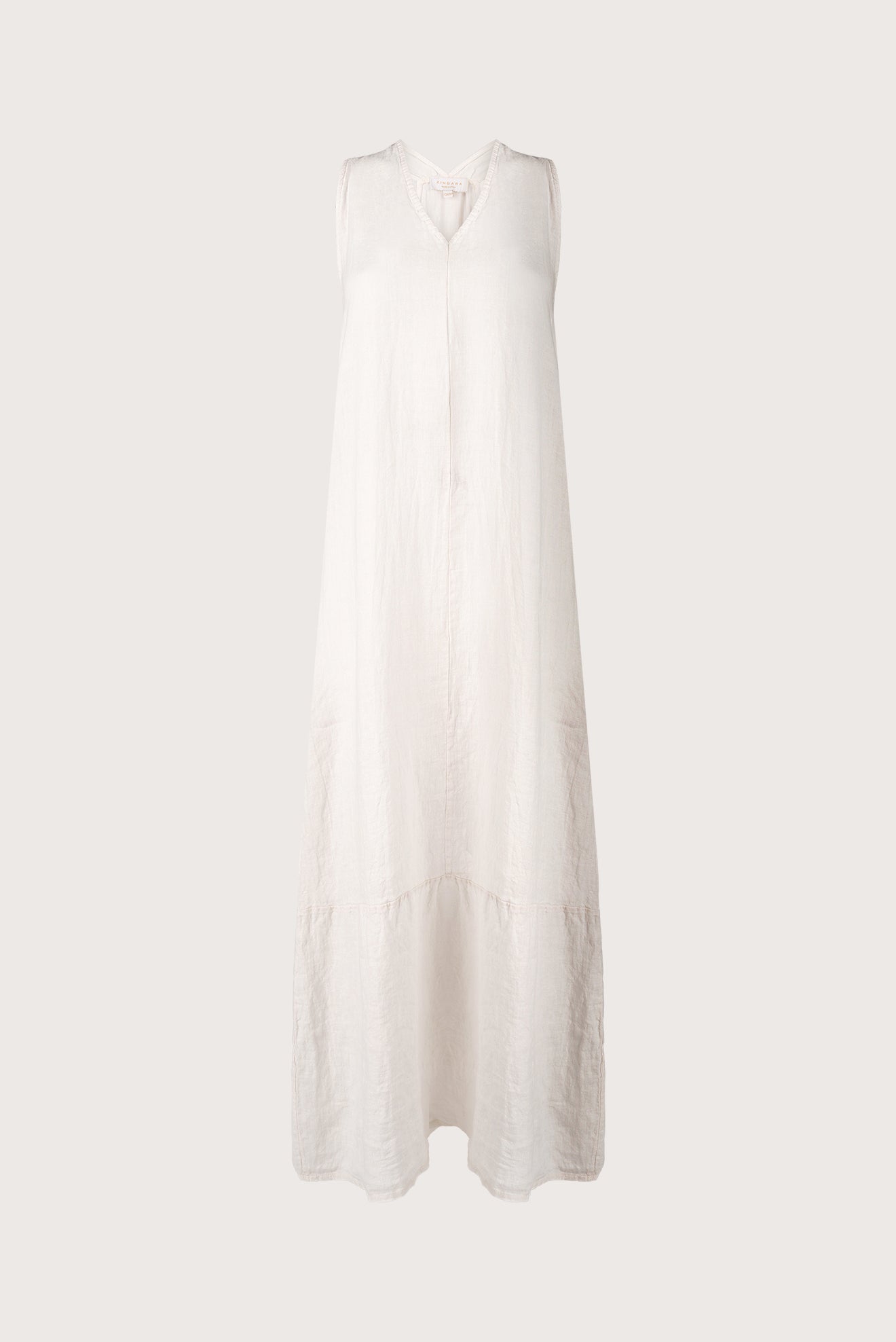 Vestido Largo Lino Twist Gris Claro, vista frontal