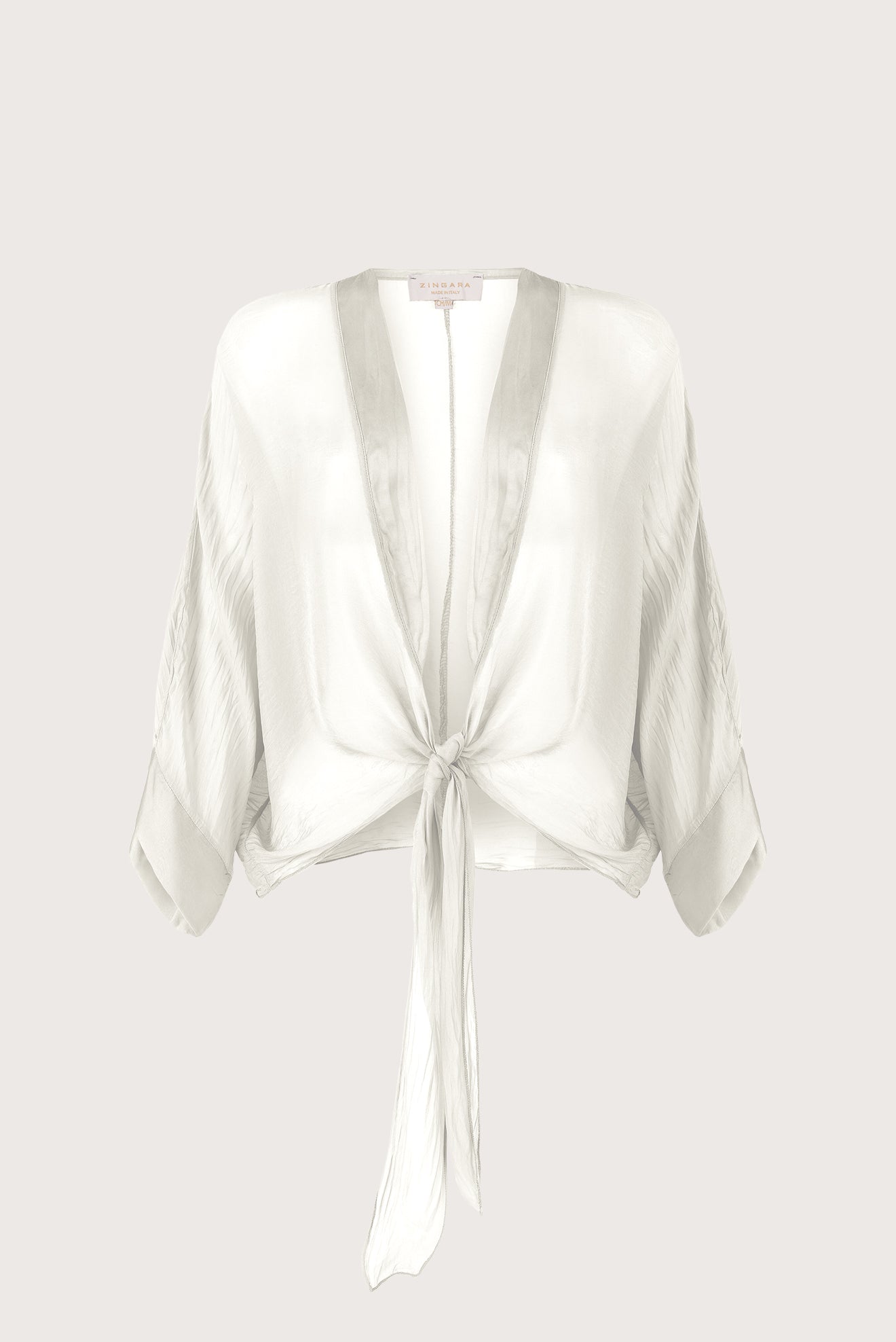 Camisa Amarre Seda Crema, vista frontal