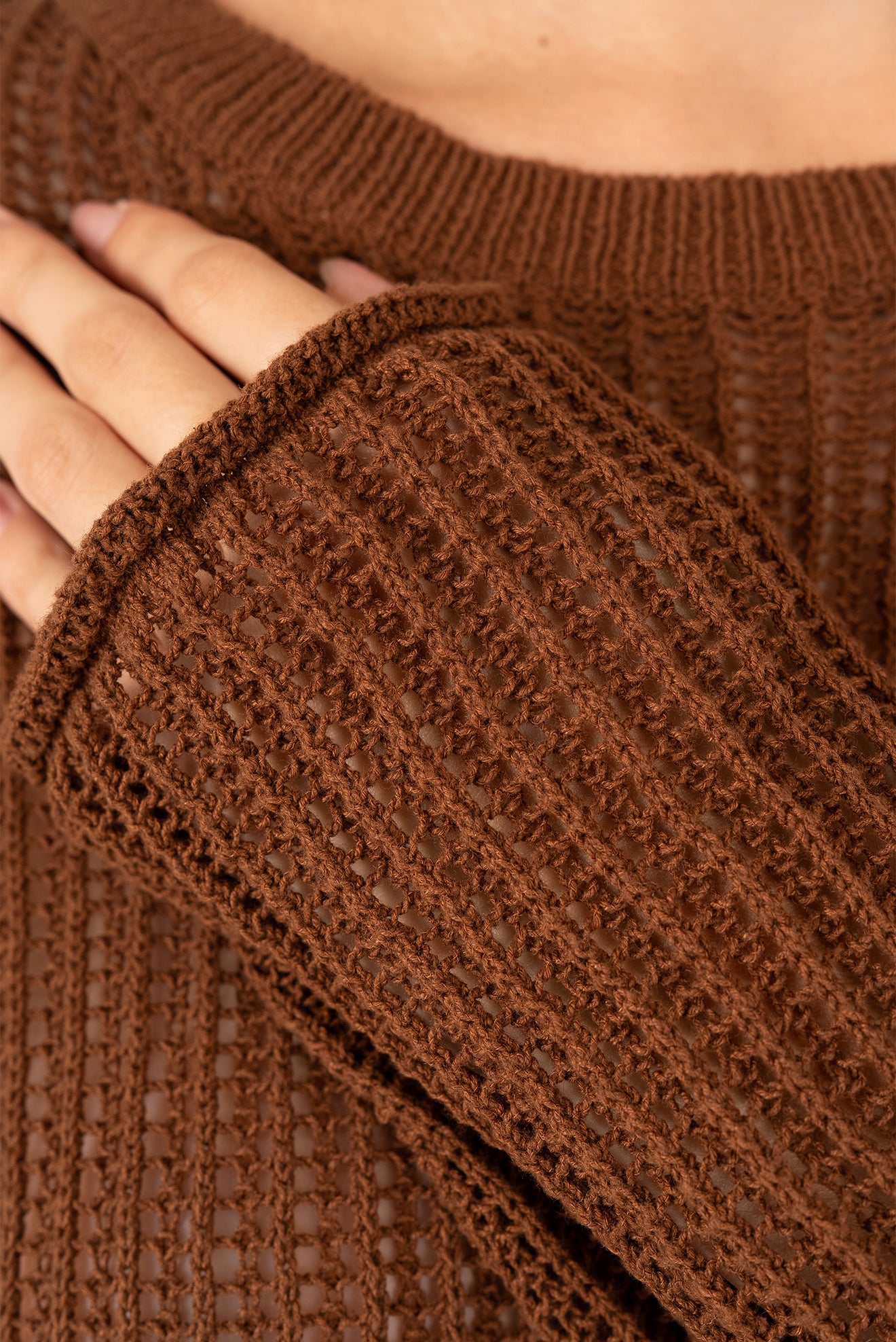 Brown Perla Openwork Sweater