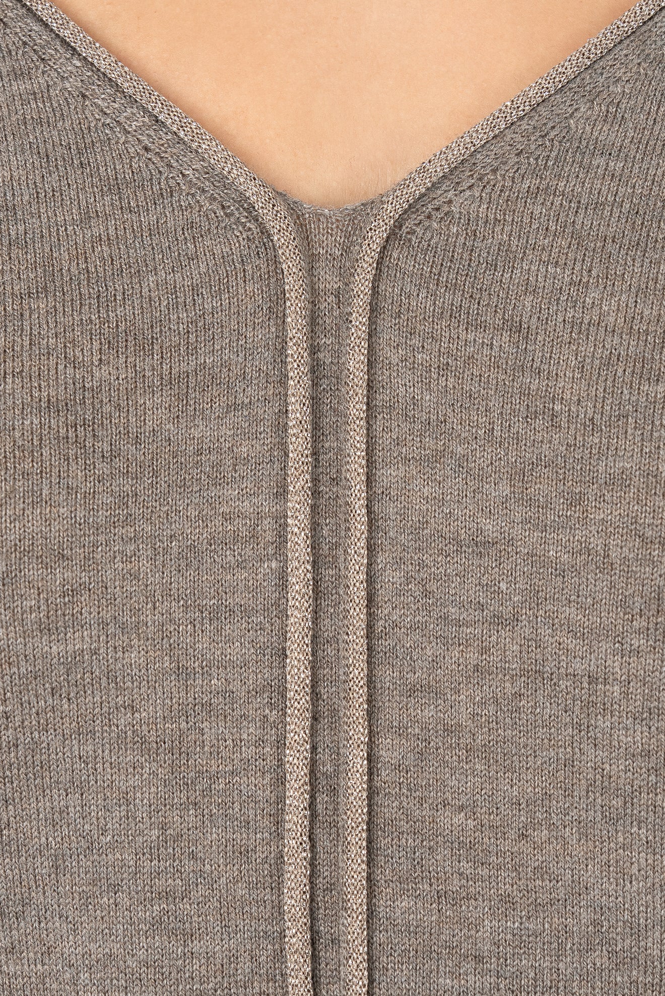 Grey Perla V-Neck Detail Sweater