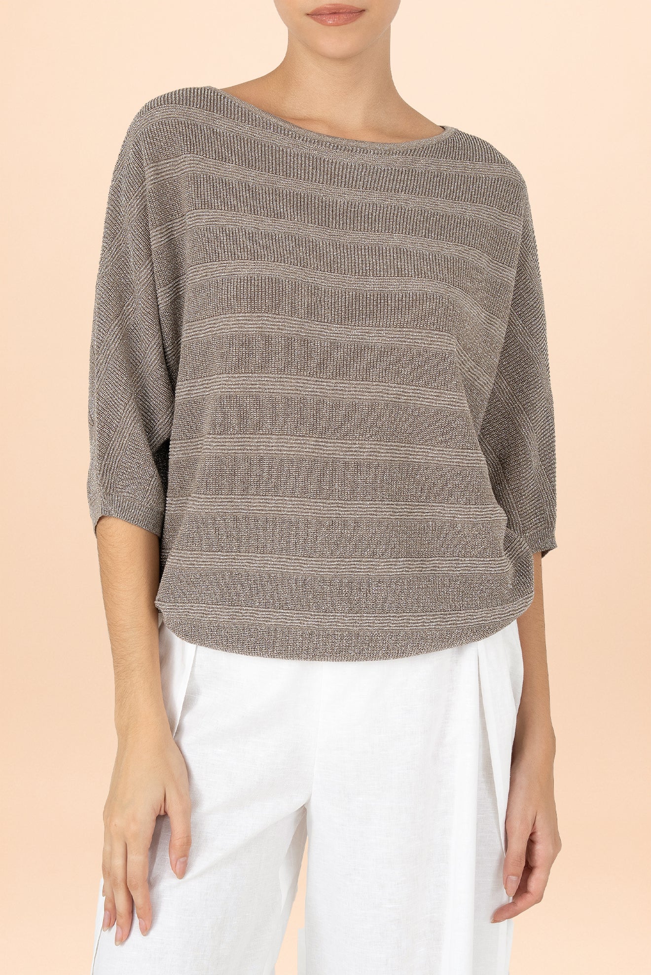 Suéter Perla Lurex Stripe Gris