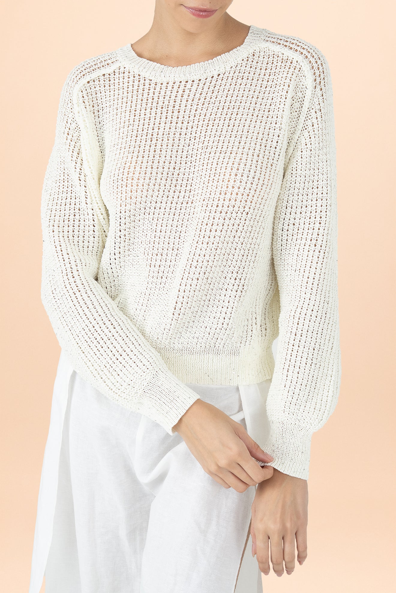Lorena  Shine White Sweater