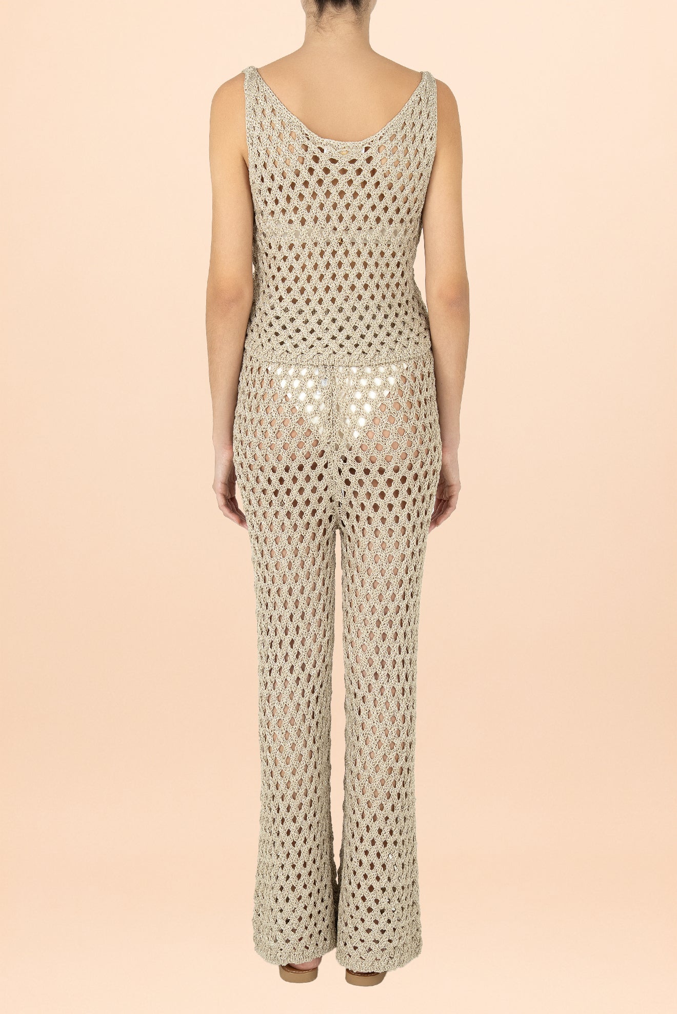 Beige Do Reis Open-Knit Pants