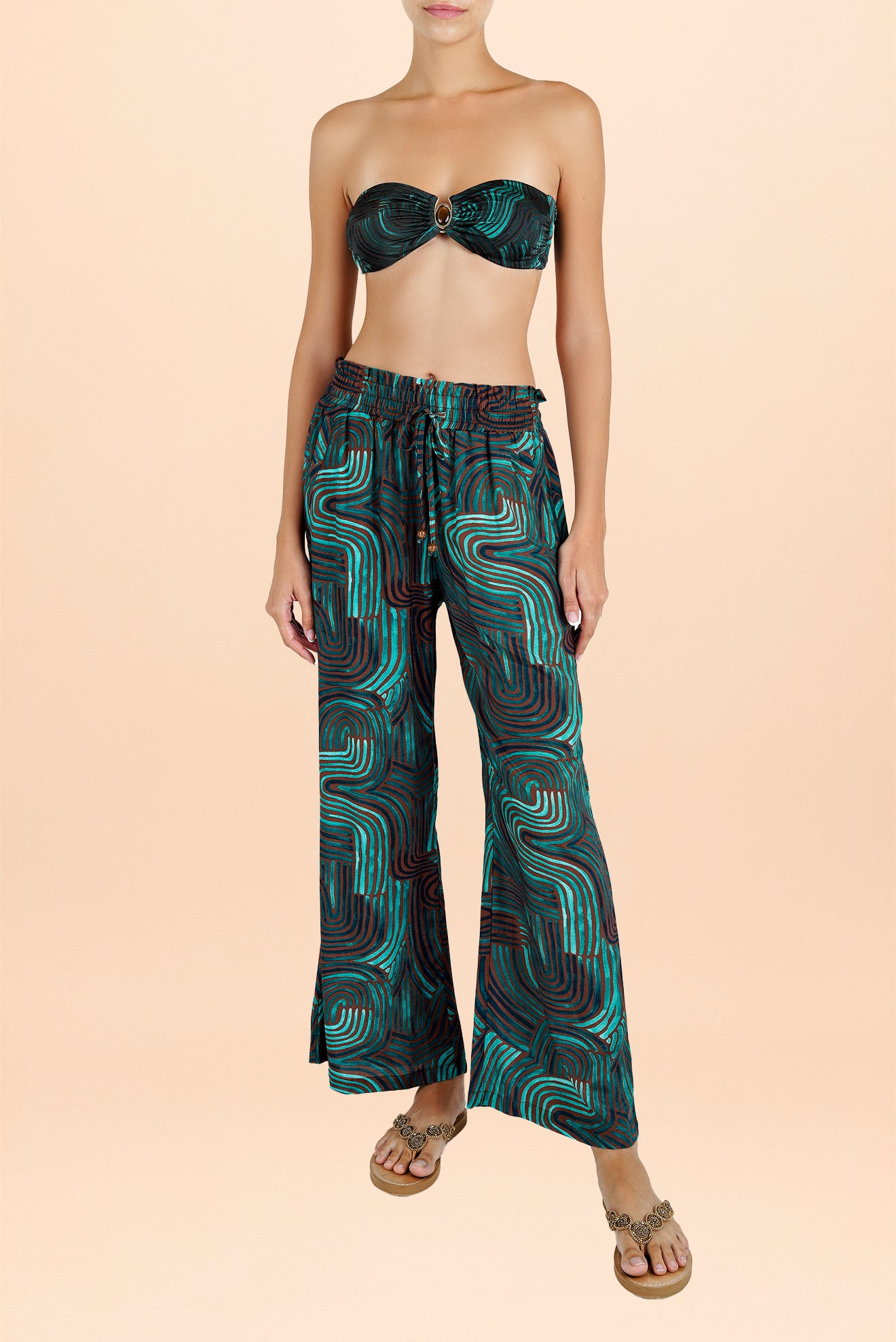Cacao Printed Palazzo Pants