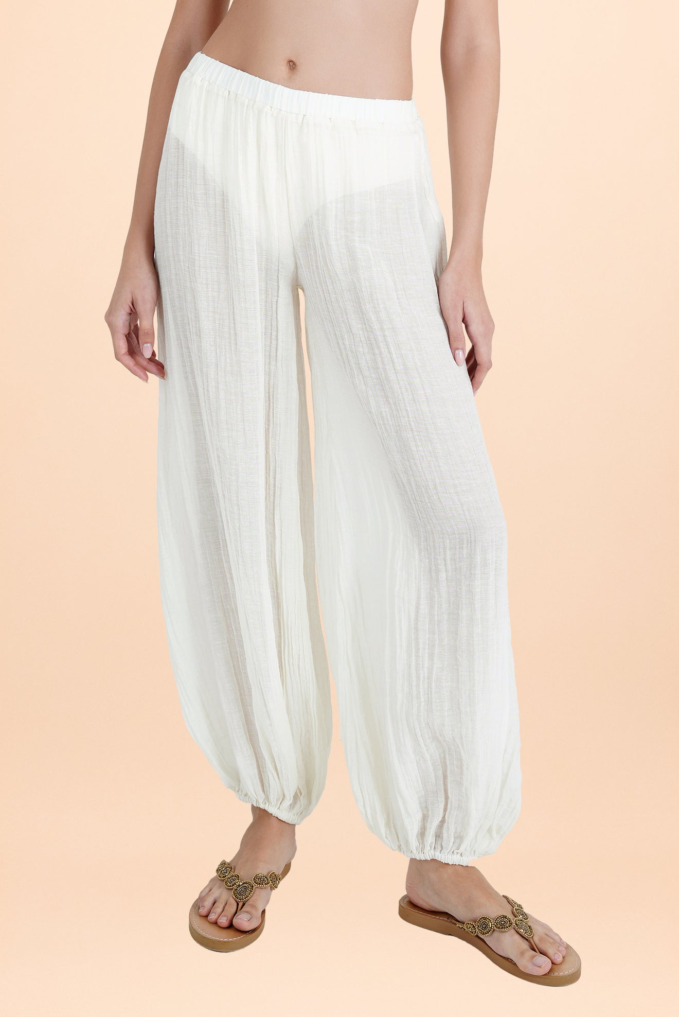PANTALON ALADIN GAUZE, IVORY, 02