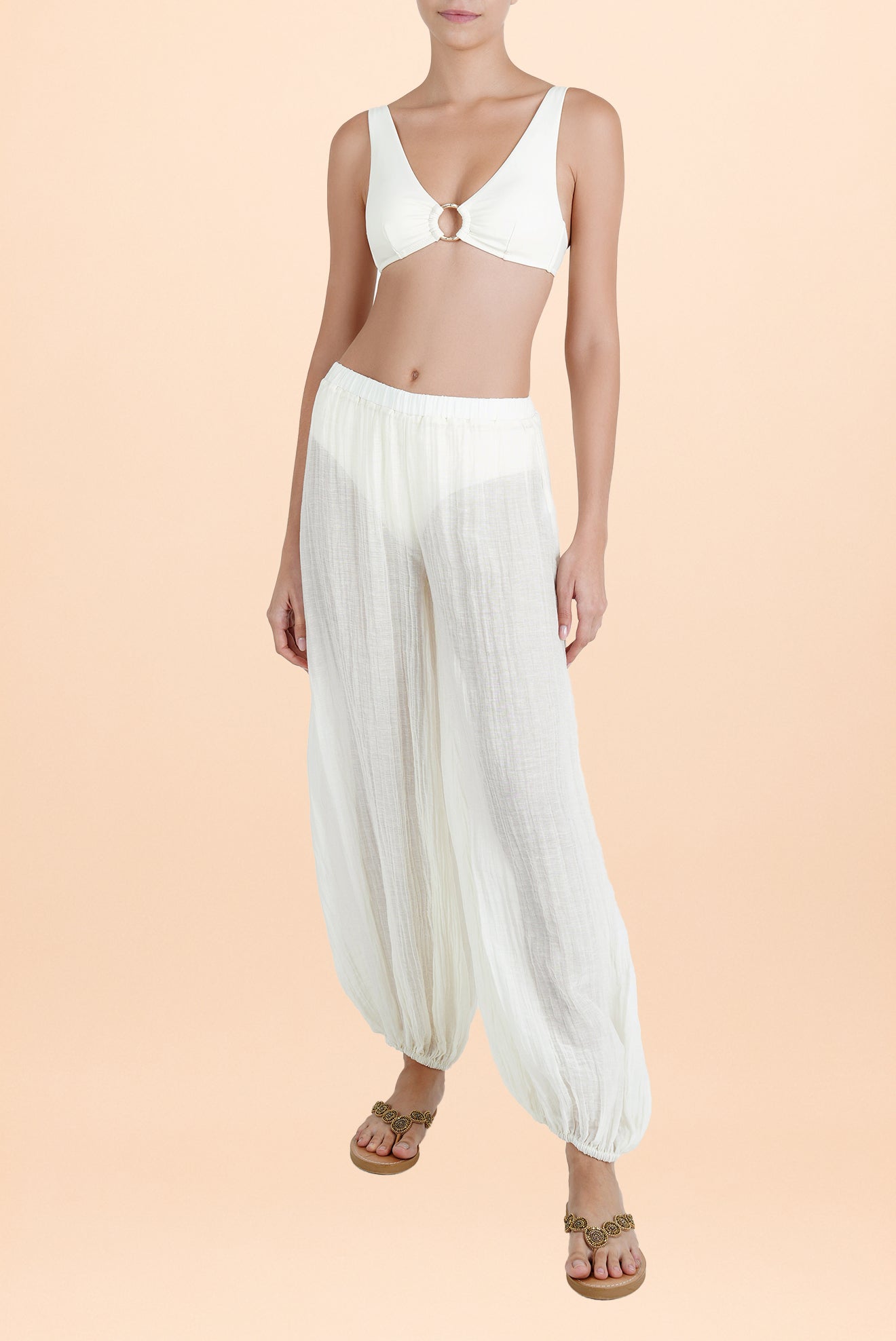 PANTALON ALADIN GAUZE, IVORY, 02