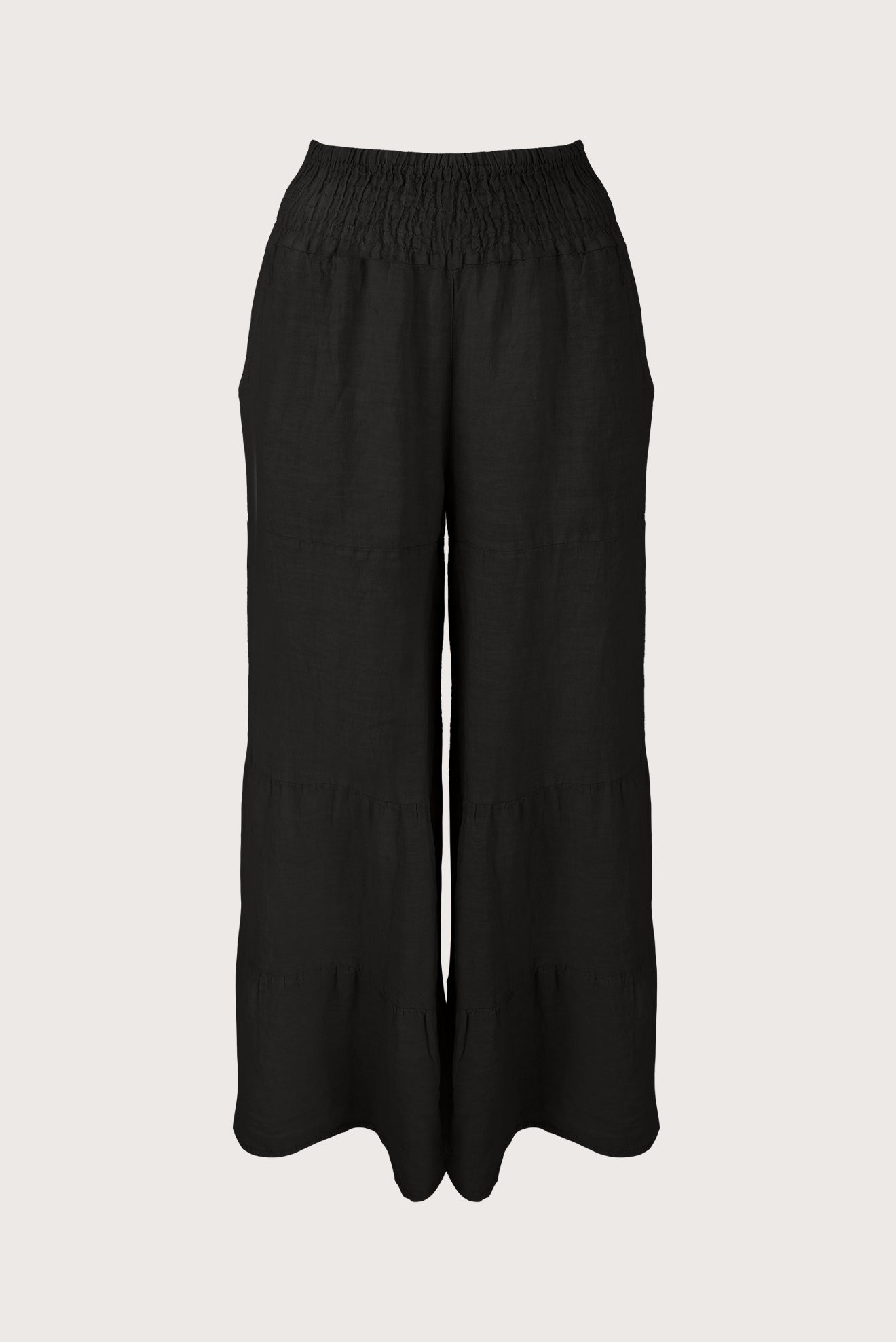 Pantalon Lino Oxy Negro, vista frontal