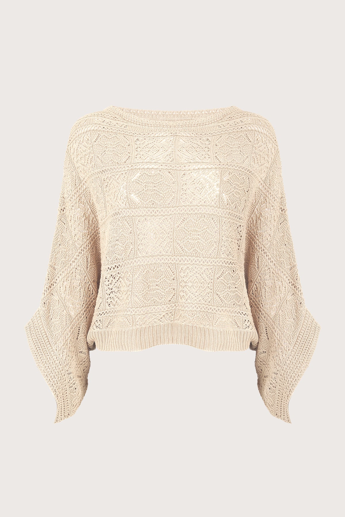 Off-white open-knit poncho