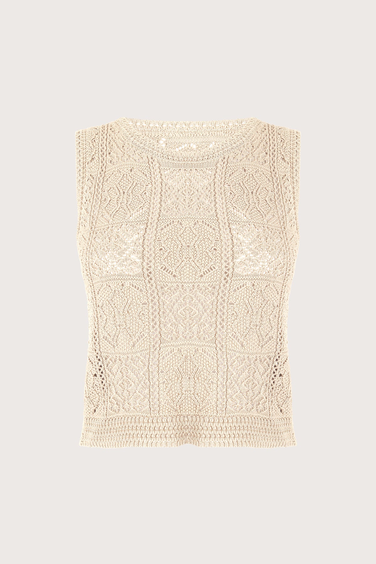 Off-white sleeveless open-knit top