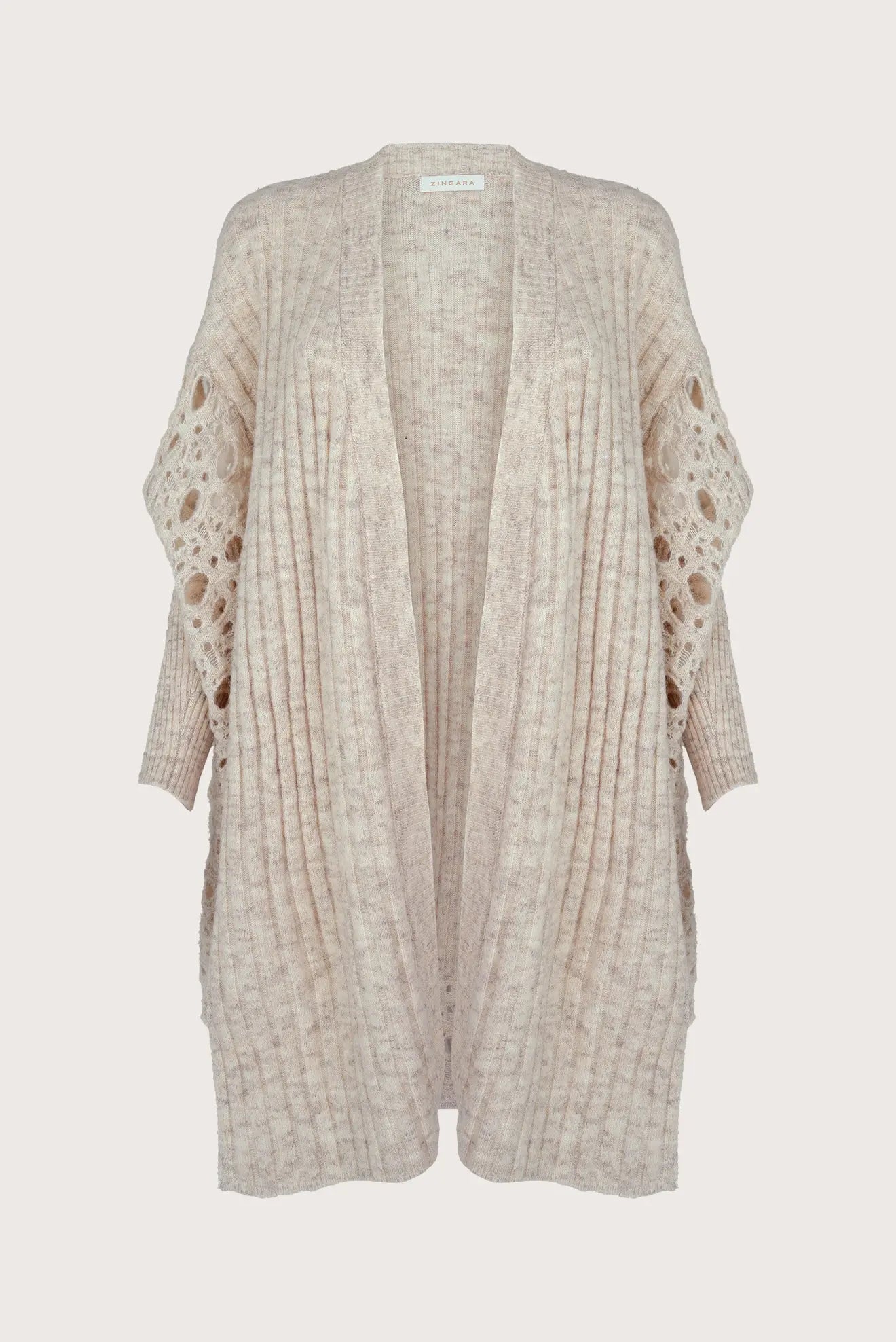 CARDIGAN LARGO CALADO PERLA BEIGE Zingara