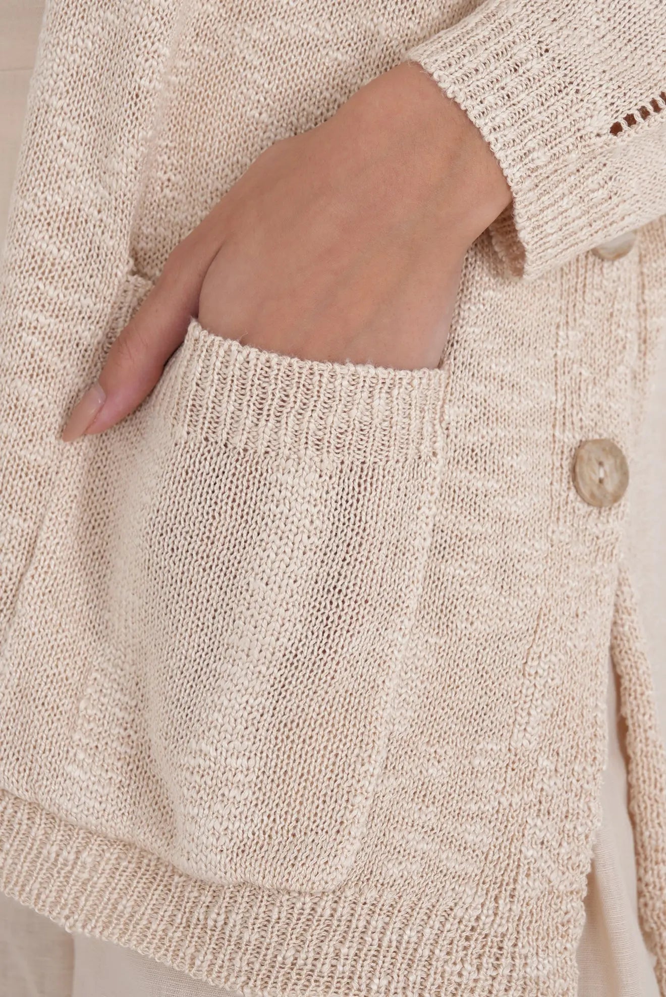 CARDIGAN CON BOLSILLOS PERLA MARFIL Zingara