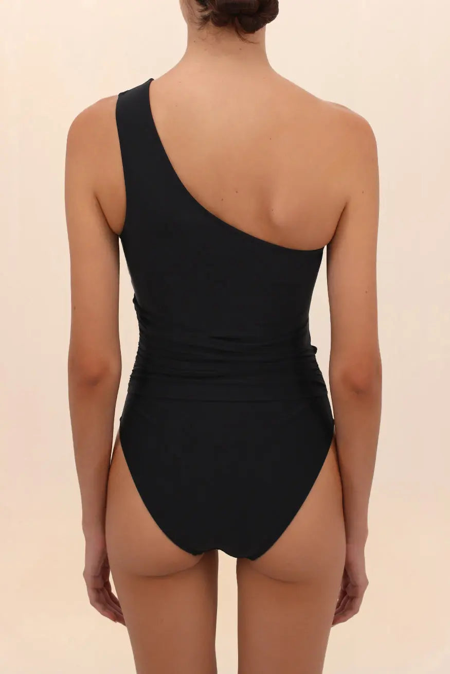 Lucca One-Shoulder Swimsuit in Classic Black | Zingara
