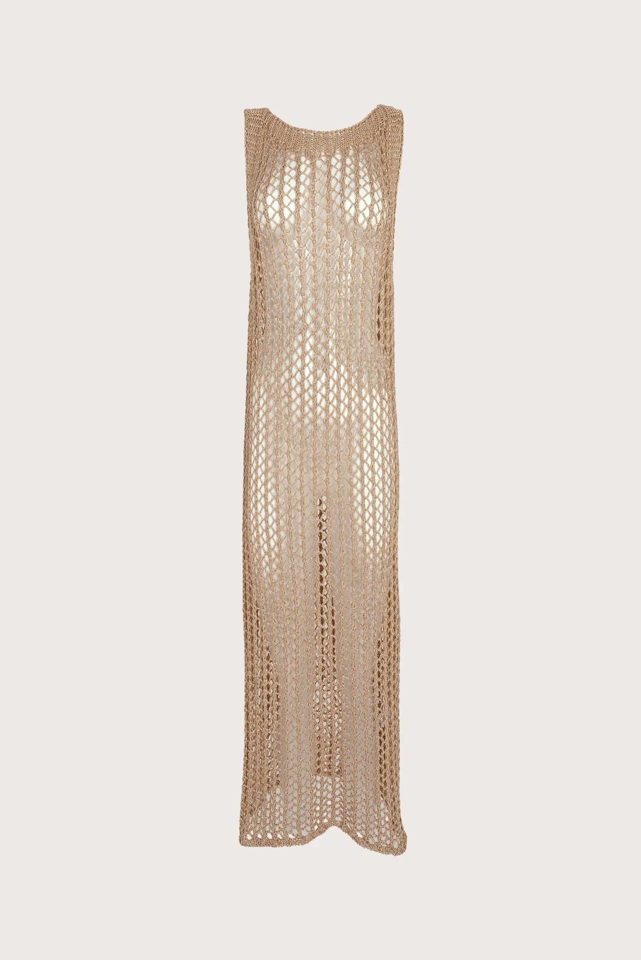 white christmas dresses Long gold sleeveless crochet dress