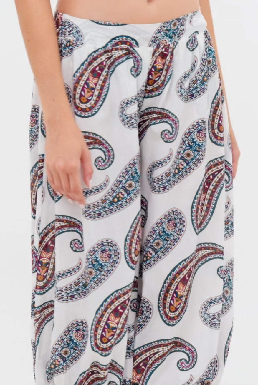 Video del pantalón con estampado Oasis de corte amplio y pretina fruncida
